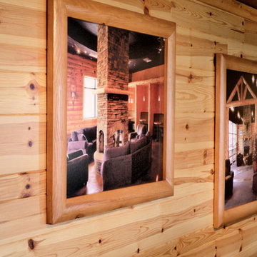 Commercial building with knotty pine paneling
