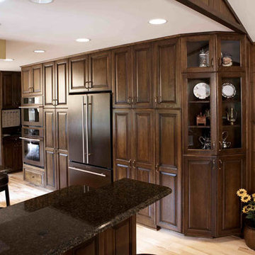 Traditional Kitchen - Medium Brown Wood Cabinets & Granite Tops With an Ogee Edg