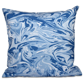 M?lange, Geometric Outdoor Pillow, Blue, 20"x20"