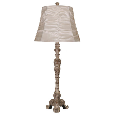 Elegant Designs Antique Style Buffet Table Lamp With Cream Ruched Shade