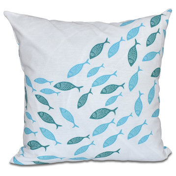 Escuela, Animal Print Pillow, Turquoise, 26"x26"