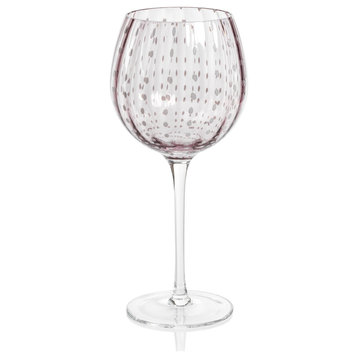 Pescara White Dot Wine Glasses, Set of 4, Purple