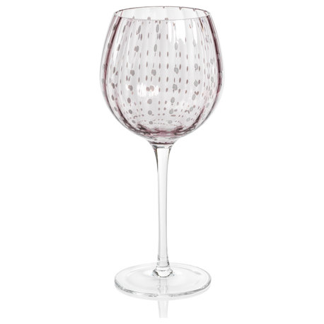 Pescara White Dot Wine Glasses, Set of 4, Purple