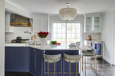 White and Blue Transitional Kitchen