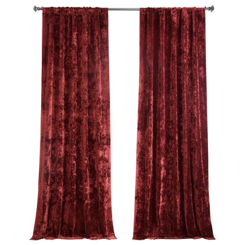 Lush Crush Velvet Window Curtain Single Panel, Ruby Red, 50w X 96l