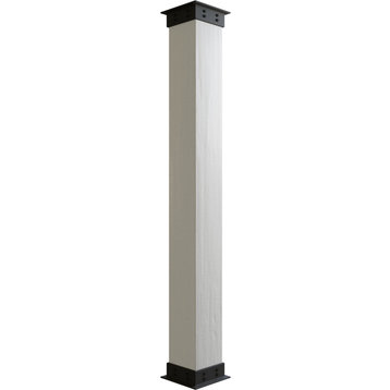 Faux Cedar Non-Tapered Square Column Wrap, Faux Iron Capital & Base, 8"Wx8'H