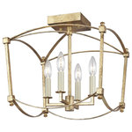 Visual Comfort Studio Collection - Thayer Semi-Flush Mount, Antique Gild - The Feiss Thayer four light semi flush fixture in antique gild provides abundant light to your home, while adding style and interest. Sophisticated and sleek, the Thayer Collection is a refreshing interpretation of a traditional four-sided lantern softened with graceful curved lines. Thayer is available in three stunning finishes: our New Antique Guild finish, industrial-inspired Smith Steel or Polished Nickel