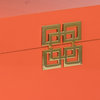 Benzara BM285589 14, 11" 2-Piece Set Boxes, Geometric Metal Accents, Orange