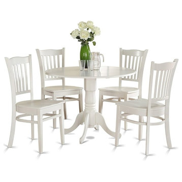 5-Piece Kitchen Nook Dining Set, Table and 4 Chairs, Linen White