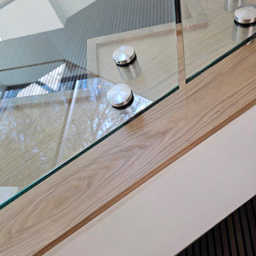 Project #129 | Modern White Oak Staircase with Slanted Risers