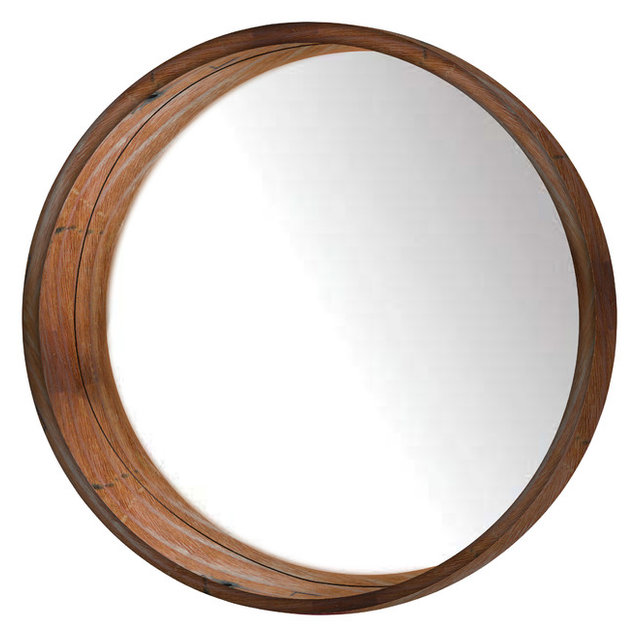 Huckins Round Wall Mirror Rustic Mirrors By Ptm Images Huckins Round Wall Mirror Brown