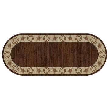 American Destination Midland Brown Lodge Accent Rug 2'2"x5'3" Oval