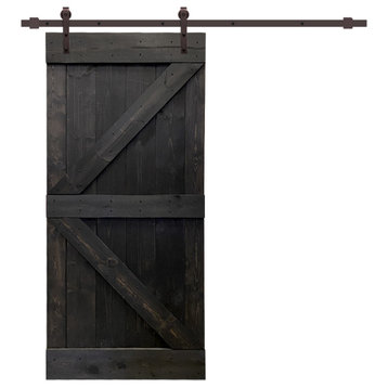 TMS K Series Barn Door With Sliding Hardware Kit, Charcoal Black, 42"x84"