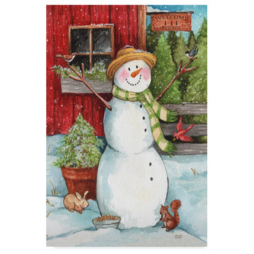 Melinda Hipsher 'Snowman Tree Farm' Canvas Art, 32"x22"