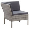 vidaXL 3-Piece Garden Lounge Set With Cushions Poly Rattan Gray