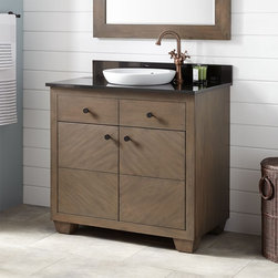 36" FARON MAHOGANY VANITY FOR SEMI-RECESSED SINK - GRAY WASH - Bathroom Vanities And Sink Consoles