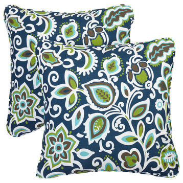 Floral Navy Outdoor Corded Pillow Set, 20x20