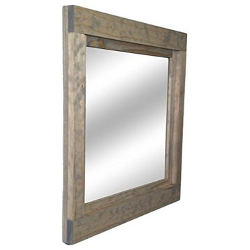 Weathered Oak Farmhouse Style Vanity Mirror, 22"x24"