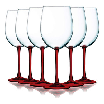 Cachet Accent Stem 16 oz Wine Glasses , Bottom Red