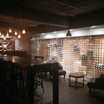 Glass Wine Cellar and Tasting Room at Origines French Restaurant