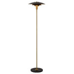 Nova of California - Rancho Mirage Floor Lamp - Matte Black - Discover the epitome of elegance with the new Rancho Mirage Floor Lamp, a masterpiece that marries vintage allure with contemporary sophistication. Crafted with meticulous precision, this floor lamp features a weathered brass finish and a matte black tiered shade, creating a mesmerizing play of light and shadow. The hand-applied gold-leaf finish beneath the shade casts a warm, inviting glow, transforming any room into a sanctuary of ambient charm and refined style.