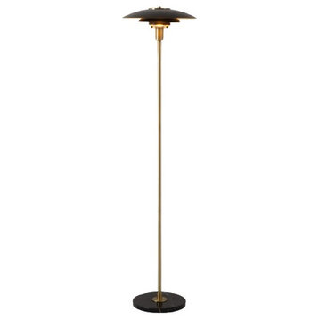 Rancho Mirage Floor Lamp -Matte Black, Weathered Brass, Black Marble Base