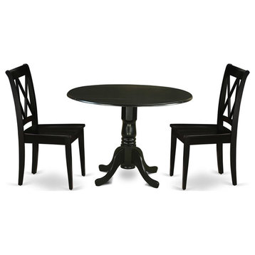 Atlin Designs Table and X-back Chairs with Wood Seat in Black