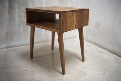 Solid Black Walnut Side Table/ Nightstand with Tapered Legs