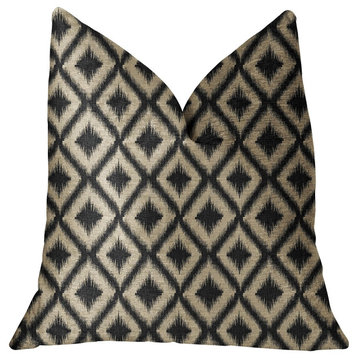 Diamond Embers Gray and Beige Luxury Throw Pillow, Double Sided 18"x18"