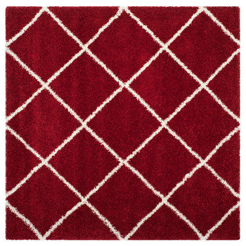 Safavieh Hudson Shag Collection SGH281 Rug, Red/Ivory, 7' Square