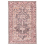 Jaipur Living - Machine Washable Jaipur Living Cosima Medallion Pink/Dark Purple Area Rug, 5'x7' - The Kindred collection melds the timelessness of vintage designs with modern, livable style. The Cosima area rug boasts a softly faded tribal medallion and floral accents in contemporary colors of deep purple, pink, and tan. This low-pile rug is made of soft polyester and features a one-of-a-kind antique rug digitally printed design.