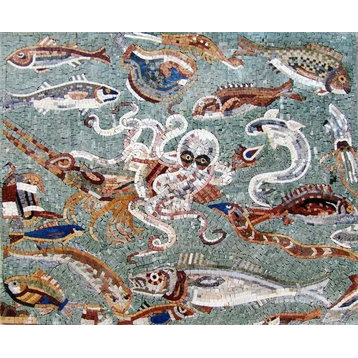 Sea Creatures Mosaic Art, 35"x43"