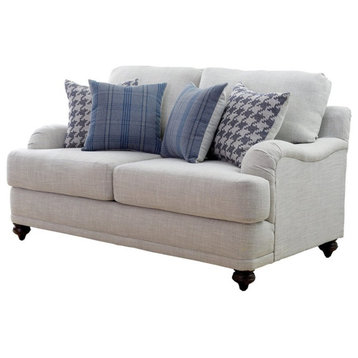 Pemberly Row Contemporary Fabric Recessed Arms Upholstery Loveseat in Gray