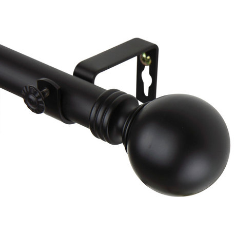 Globe 1" Curtain Rod, Black, 160"-240"