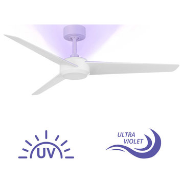 Ultra 3-Blade UV-C Radiating Smart Ceiling Fan, Matte White