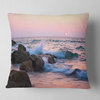 Rocky Coast with Foam Waves Seashore Throw Pillow, 16"x16"