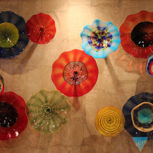 Entryway barrel ceiling glass fixture