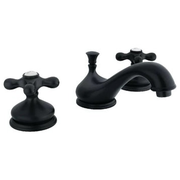 Widespread Bathroom Faucet, Brass Body With Low Spout & Crossed Handles, Black