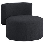 Meridian Furniture - Como Boucle Fabric Upholstered Accent Chair, Black - Give your home a new conversation piece with this Como black boucle fabric accent chair. Its contemporary design is sure to catch eyes whenever you have visitors. Its round seat provides a comfortable place to sit, and a curved back allows you to settle back and relax. Its rich black boucle fabric upholstery paired with a foam cushion makes this accent chair soft, and its wooden frame ensures that this chair will last for years to come.