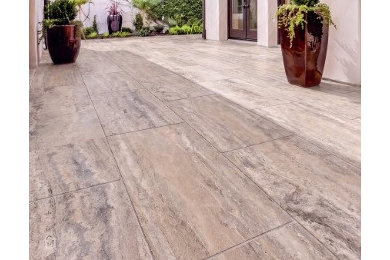 Silver Travertine Vein Cut Tiles for Outdoor Flooring & Patio Projects