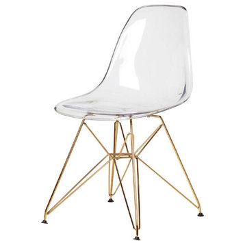 Eiffel Clear Chair With Gold Base (Set Of 4)