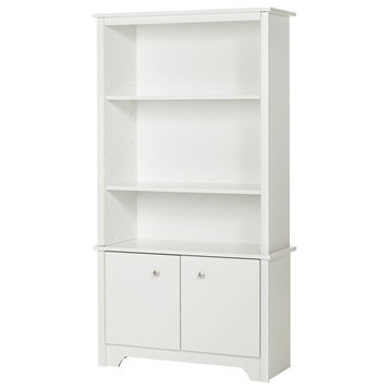 South Shore Vito 3-Shelf Bookcase With Doors, Pure White