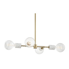 Mitzi H120704 Asime 4 Light 24-1/2"W Linear Chandelier - Aged Brass