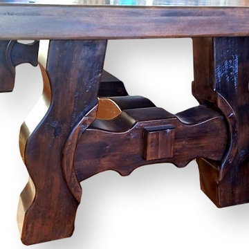 Custom Made Alder Table 10'-0x5'-0 with Rustic Metal Brackets