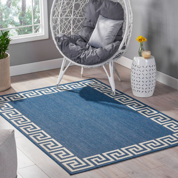 Maxim Indoor Area Rug, Blue and Ivory, 5'3"x7'