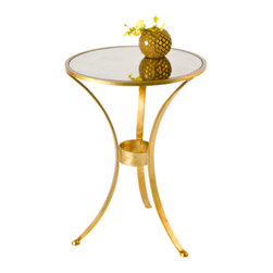 Worlds Away 3 Leg Gold Plain Round Table - Dining Tables