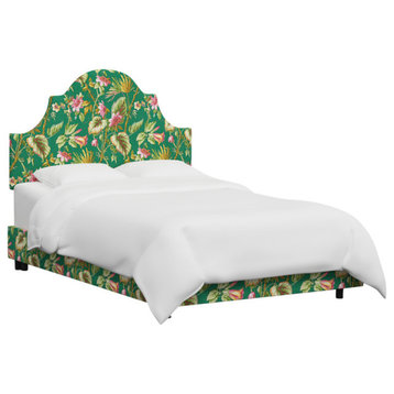 Red from Scalamandre Cal King Geneva Bed, Tropical Flora Green