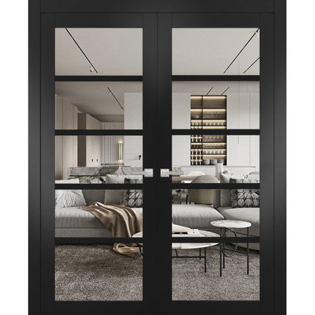 Double Doors | Quadro 4522 Matte Black with Clear Glass-60x80 (2* 30x80)