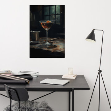 Cocktail Prints: Darkened Delight Realism Digital Painting