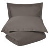 Luxury Cotton Blend Duvet Cover and Pillow Shams, Gray, Full/Queen